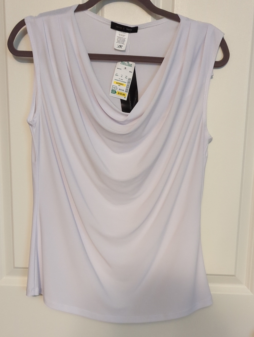 Draped Cowl Neck Sleeveless Camisole - White
